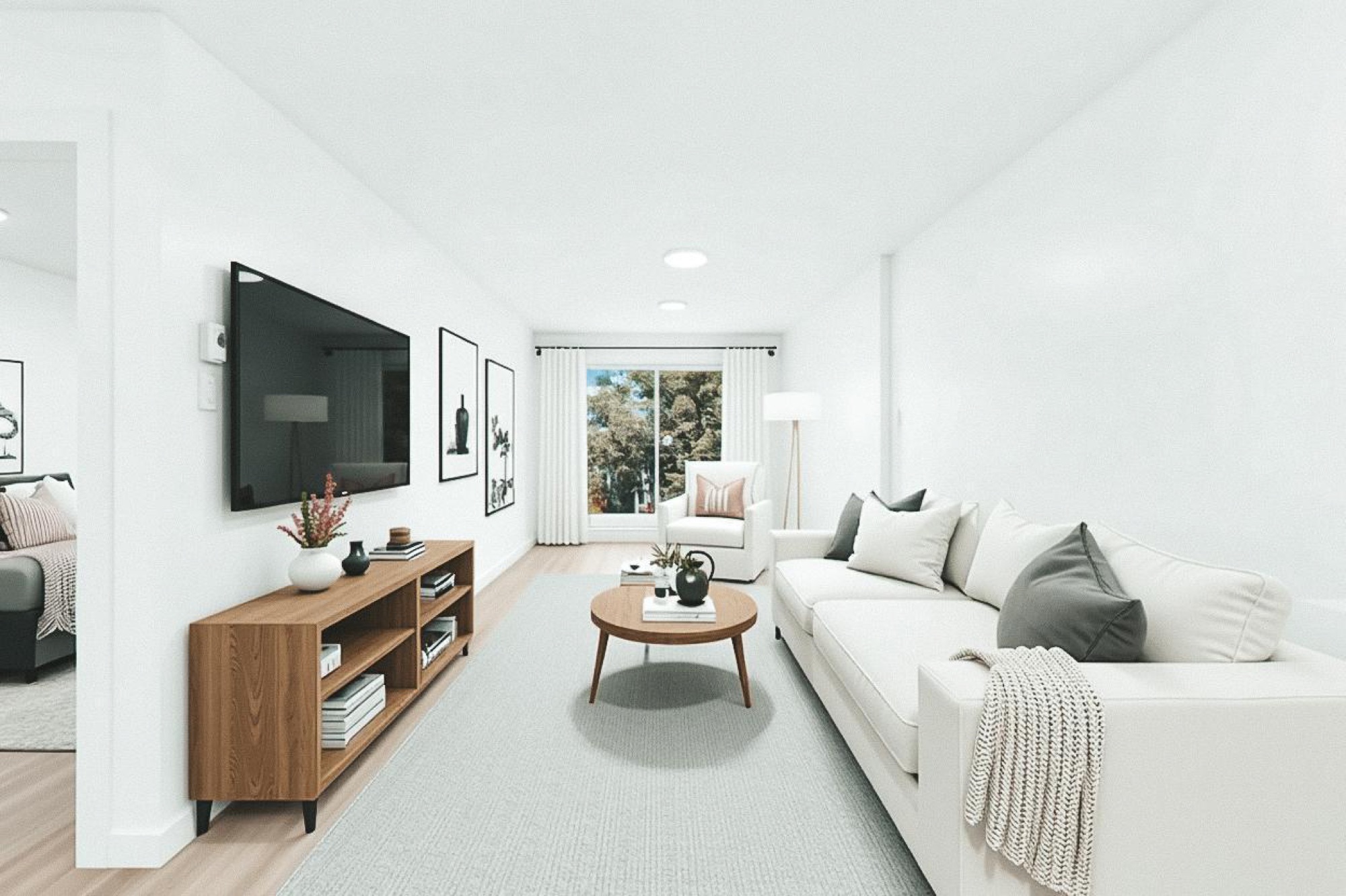 Renovated living room at Domaine Pelican